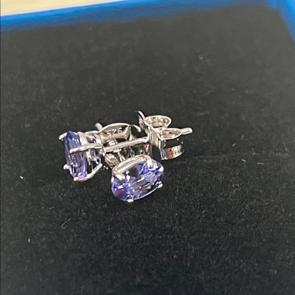 NIB - JTV Blue Tanzanite Stud Earrings, Rhodium Over Sterling Silver | 0.94ctw - Picture 4 of 12